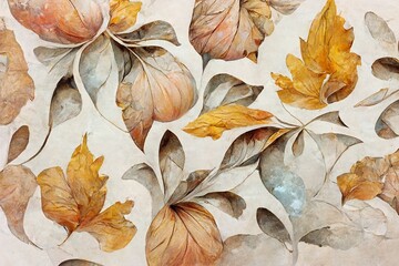 Pattern with Fall Leaves Created with Generative AI Tools