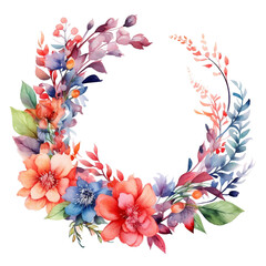Fototapeta na wymiar Graceful Watercolor Blossom Wreath with Subtle Foliage. Generative AI