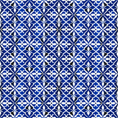 Azulejos portuguese azulejo ceramic. Vector seamless pattern.