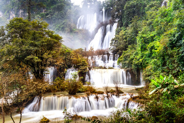Thi Lo Su (Tee Lor Su) in Tak province. Thi Lo Su waterfall the largest waterfall in Thailand.

