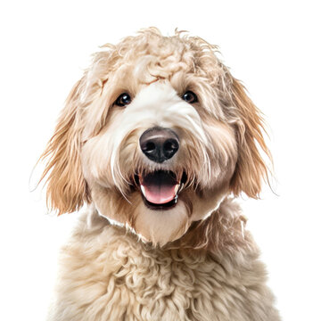 portrait of a purebred poodle in front of white background. Generative AI.