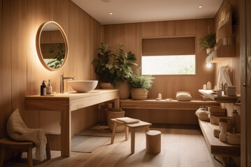 modern wood bathroom design generative ai