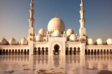 Fototapeta na wymiar Sheikh Zayed Grand Mosque and its architectural details in Abu-Dhabi. united Arab emirates