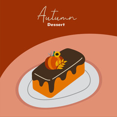  Dessert Pumpkin  Cake  with Chocolate cream