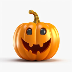 3D pumpkin with a scary smile. Realistic Halloween pumpkin. Generative AI.
