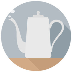 コーヒーポットの横からのフラットアイコン