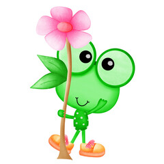 flower and frog