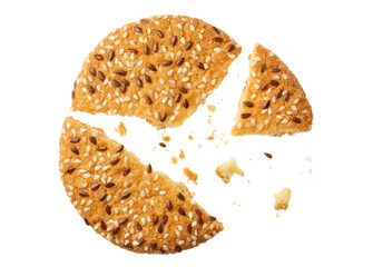 Delicious oatmeal cookie breaking into pieces, cut out