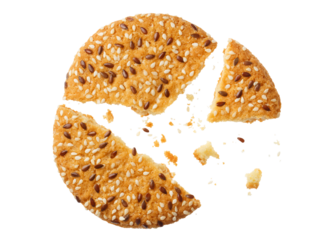 Delicious oatmeal cookie breaking into pieces, cut out