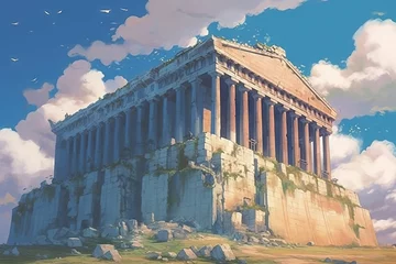 Deurstickers 巨大なギリシヤ風の神殿の神殿：AI作品  © fumoto-lab