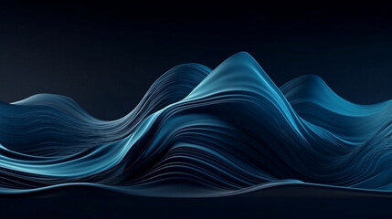 Moving designed horizontal banner with steel blue, very dark blue and cadet blue colors. dynamic curved lines with fluid flowing waves and curves. Generative ai.