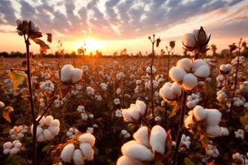  Fresh Organic cotton field, ai generative