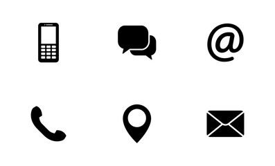 Contact us icon set. Communication signs. Vector