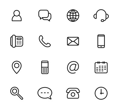 Contact us line icon set. Communication signs. Vector
