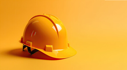 Orange safety helmet on orange background, Generative AI
