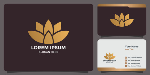 lotus flower design logo and branding card
