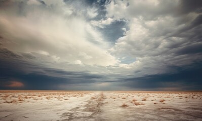 Desert and sky with clouds