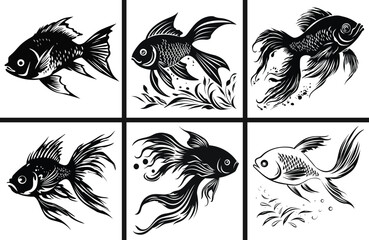 Fish Vector Set Collection isolated on white background. Fish illustration.