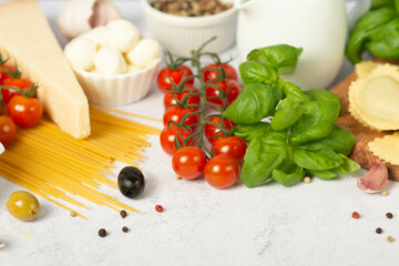 Italian homemade pasta with eggs or stuffed with spinach