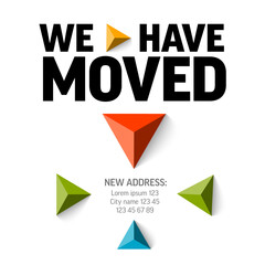 We are moving minimalistic white flyer template with triangle arrows