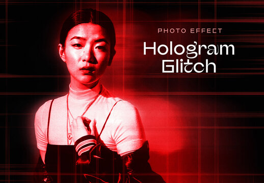 Glitch Photo Effect Mockup