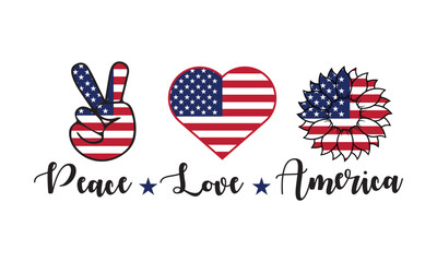  Peace Love America 4th of July Vector and Clip Art