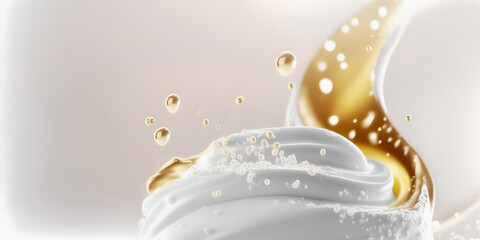 Abstract cream splash product with bubbles, Food Background