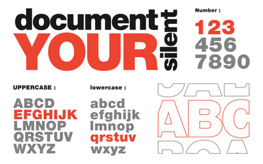 Document our silent Modern abstract alphabet font. typography Creative fashion futuristic font and with numbers. vector illustration