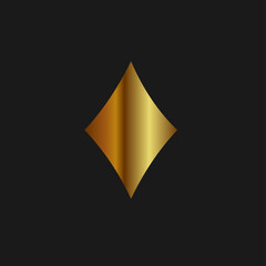 Golden Diamonds Suit. Casino icon black background