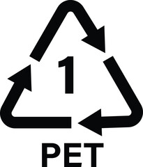 Plastic recycle symbol PET 1 vector illustration. Plastic recycling code PET 1