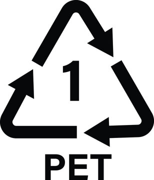 Plastic recycle symbol PET 1 vector illustration. Plastic recycling code PET 1