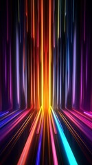 Abstract backgrounds with colorful spectrum. Modern wallpaper with neon rays and glowing lines. Generative AI