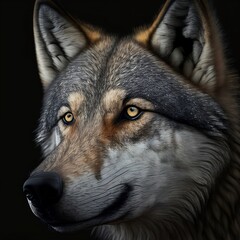 Fototapeta premium High detailed wolf head. Generative AI