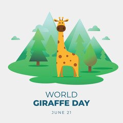 world giraffe day design template for celebration. giraffe day vector design. giraffe vector design. flat design of animal. © Telkraf.id