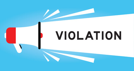 Color megaphone icon with word violation in white banner on blue background