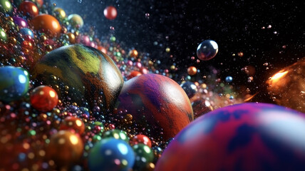 Fototapeta na wymiar colored rainbow soap bubbles. Generative AI