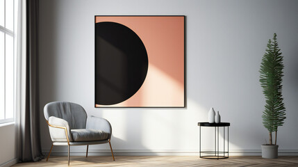 Modern Interior Design with Mockup Frame Poster, 3D Render, 3D Illustration
