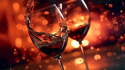 Streams of red and white wine. Generative AI