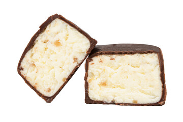 Glazed cheese bar isolated on white background.