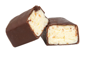 Glazed cheese bar isolated on white background.