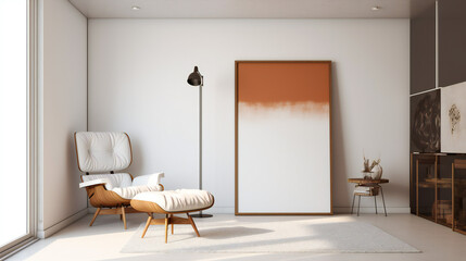 Modern Interior Design with Mockup Frame Poster, 3D Render, 3D Illustration