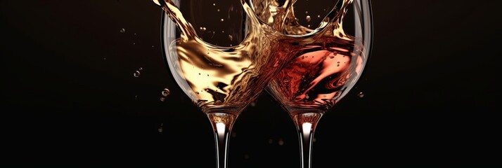 Streams of red and white wine. Generative AI