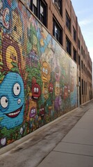 Fototapeta premium Graffiti on a brick wall on the street. Creative concept. Generative AI