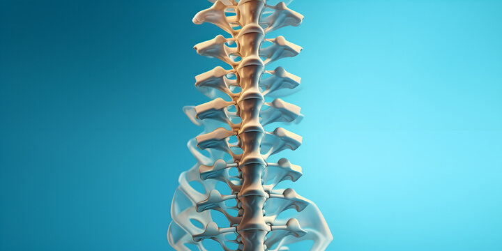 Human spine with nerves,colonne vertebrale,generative Ai