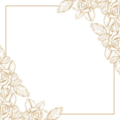 Doodle drawing rose frame background