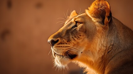 Obraz na płótnie Canvas a close up of a lion's face with a blurry background. generative ai