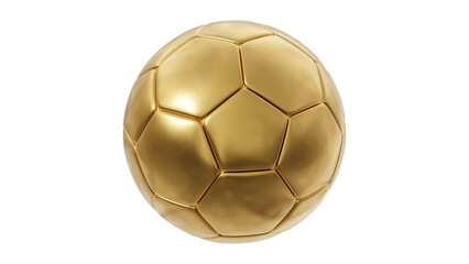 golden soccer ball isolated on white, 3d rendering of football PNG transparent