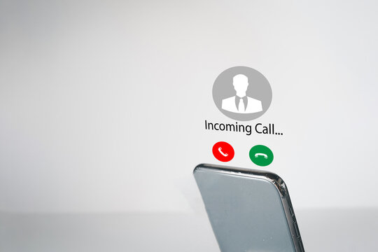 Incoming Call,eminder notification,Social Media, Phone call from unknown concept.,incoming call interface on smartphone over white background use for technology,Communications,scammer idea.