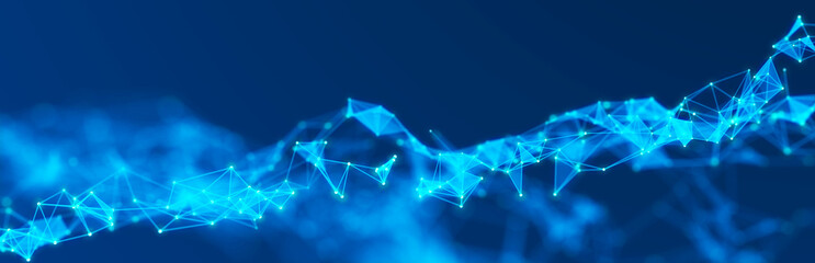 Abstract illustration with connected dots and lines. Digital network background. The concept of science, technology. 3D