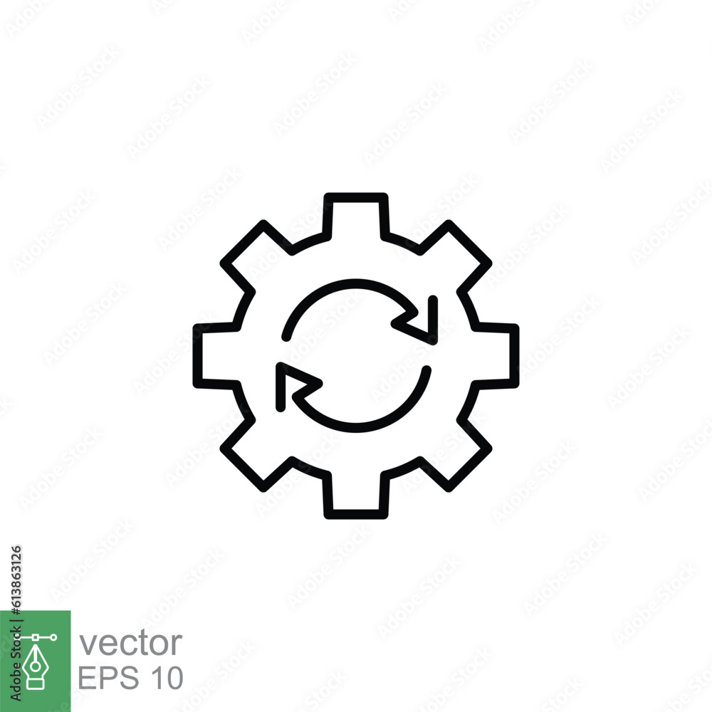 Poster system update icon. simple outline style. software update, computer data information load, technolog